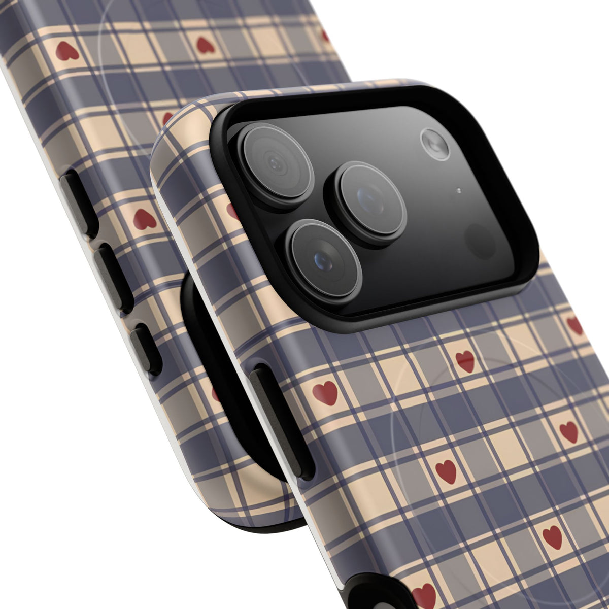 Heart Plaid MagSafe Tough Phone Case — Magnetic Protective Cover