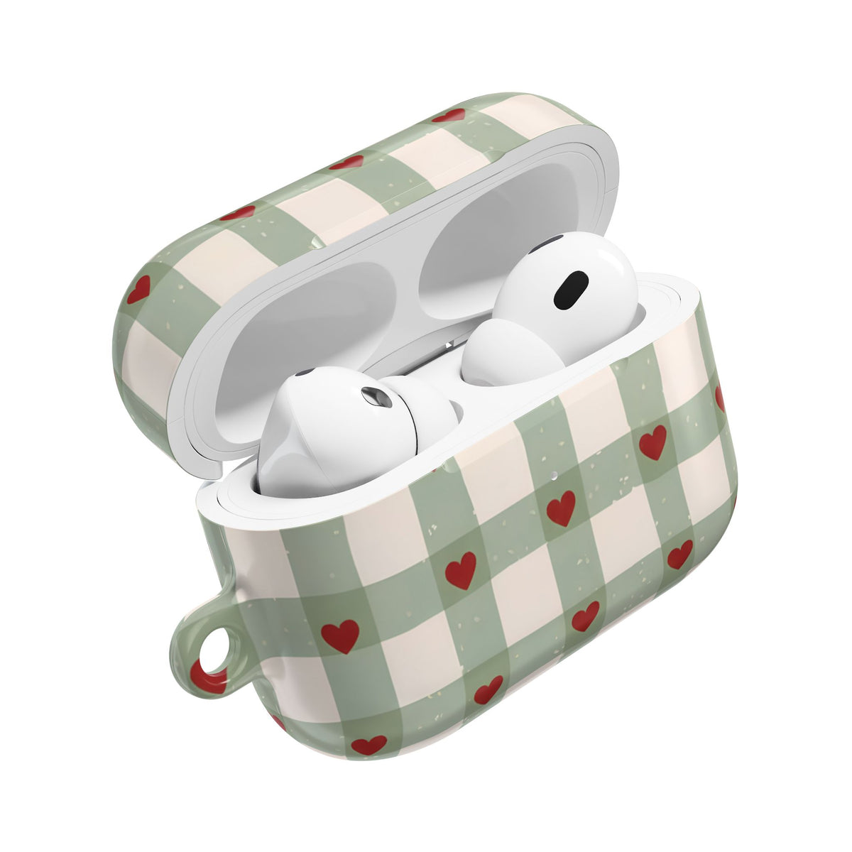 Mint Hearts AirPod Case – Slim Protective Charging Case
