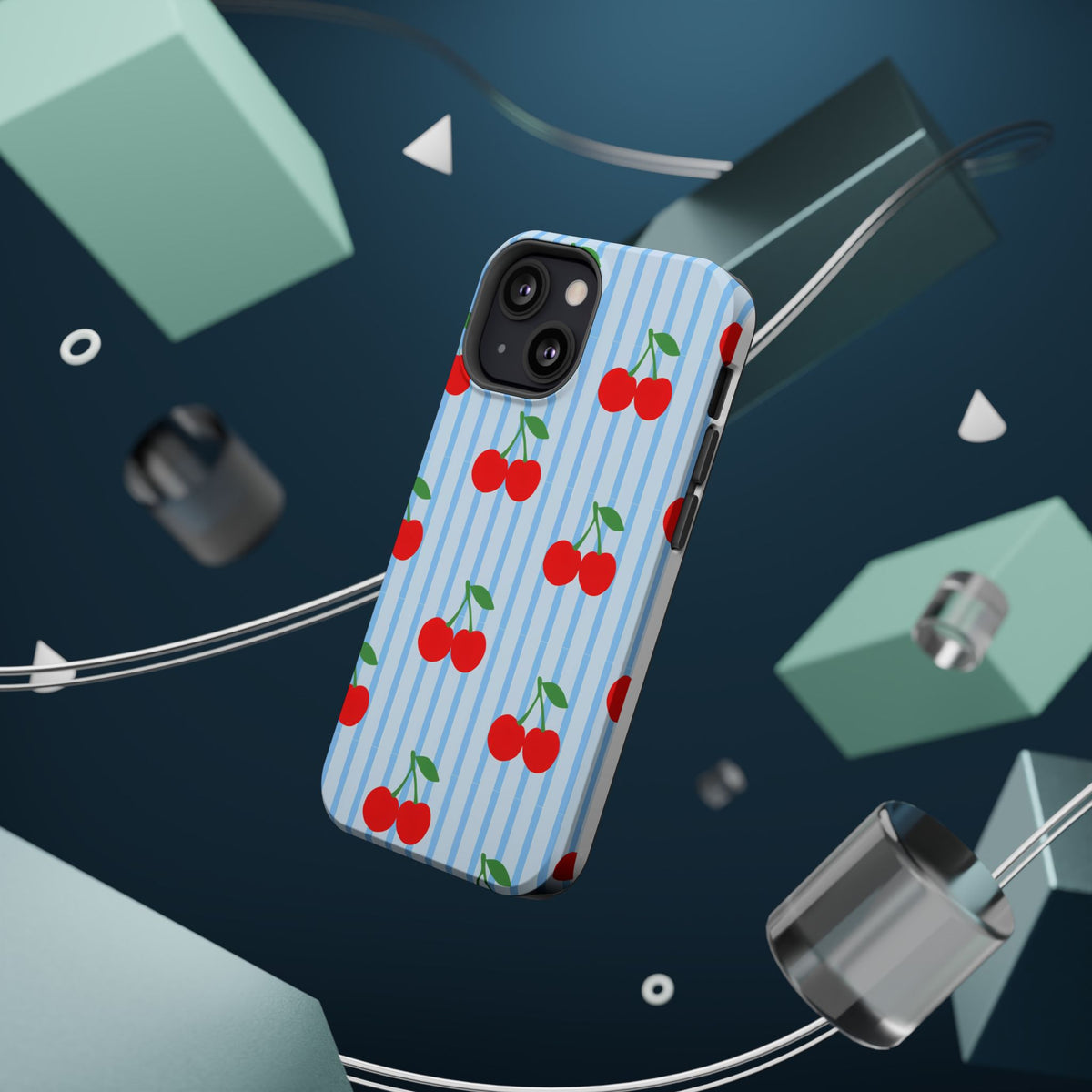 Sunday Market Magnetic Impact Phone Case — Blue Stripe Retro Design