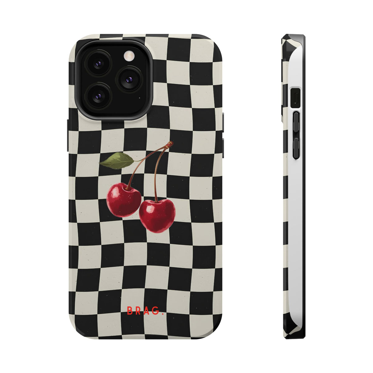 Cherry Check Magnetic Impact-Resistant Phone Case