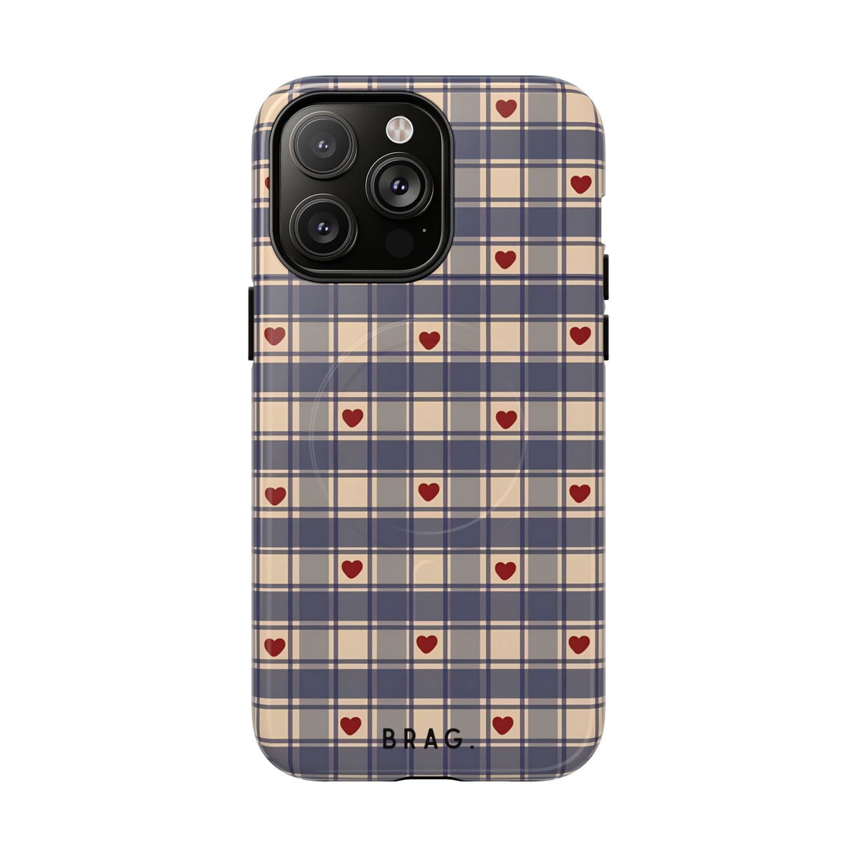 Heart Plaid MagSafe Tough Phone Case — Magnetic Protective Cover
