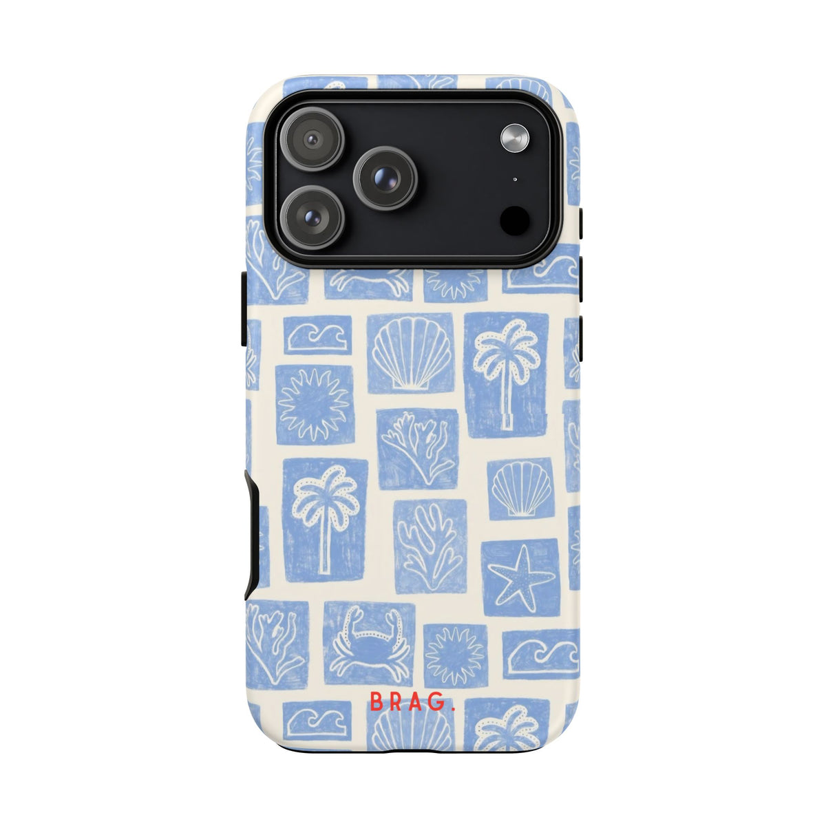 Azure Tiles Tough Phone Case – Shockproof Protective iPhone Cover