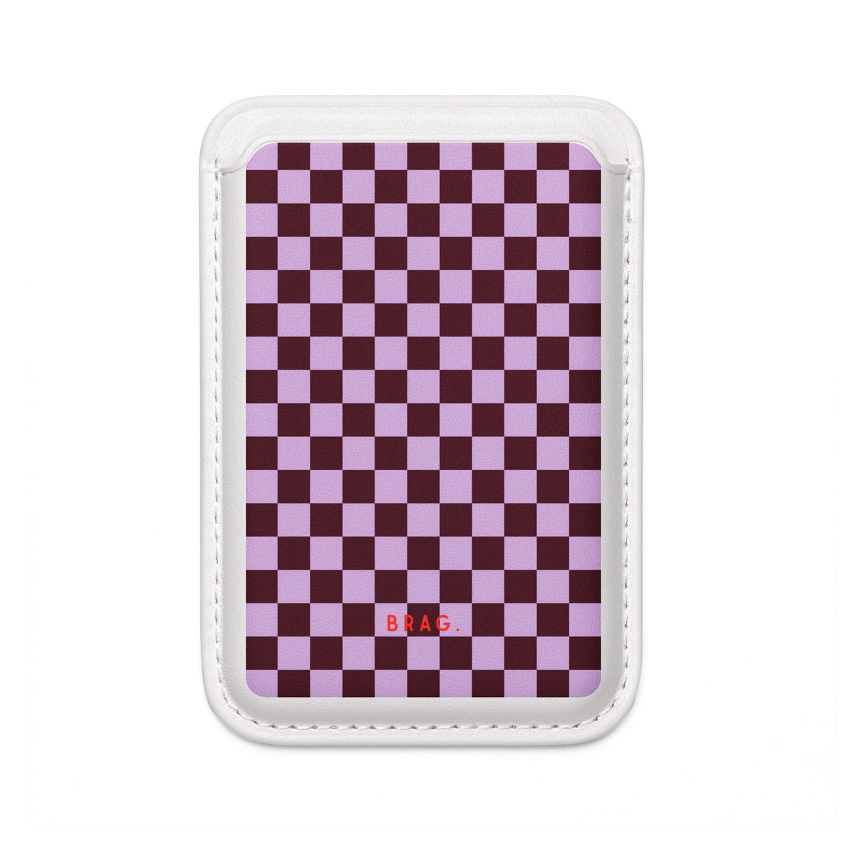 Cherry Check MagSafe Vegan Wallet — Slim Phone Card Holder