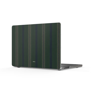 Olive Pinstripe Matte MacBook Case — Slim Protective Laptop Cover