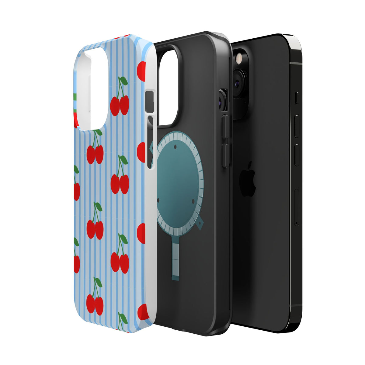 Sunday Market Magnetic Impact Phone Case — Blue Stripe Retro Design