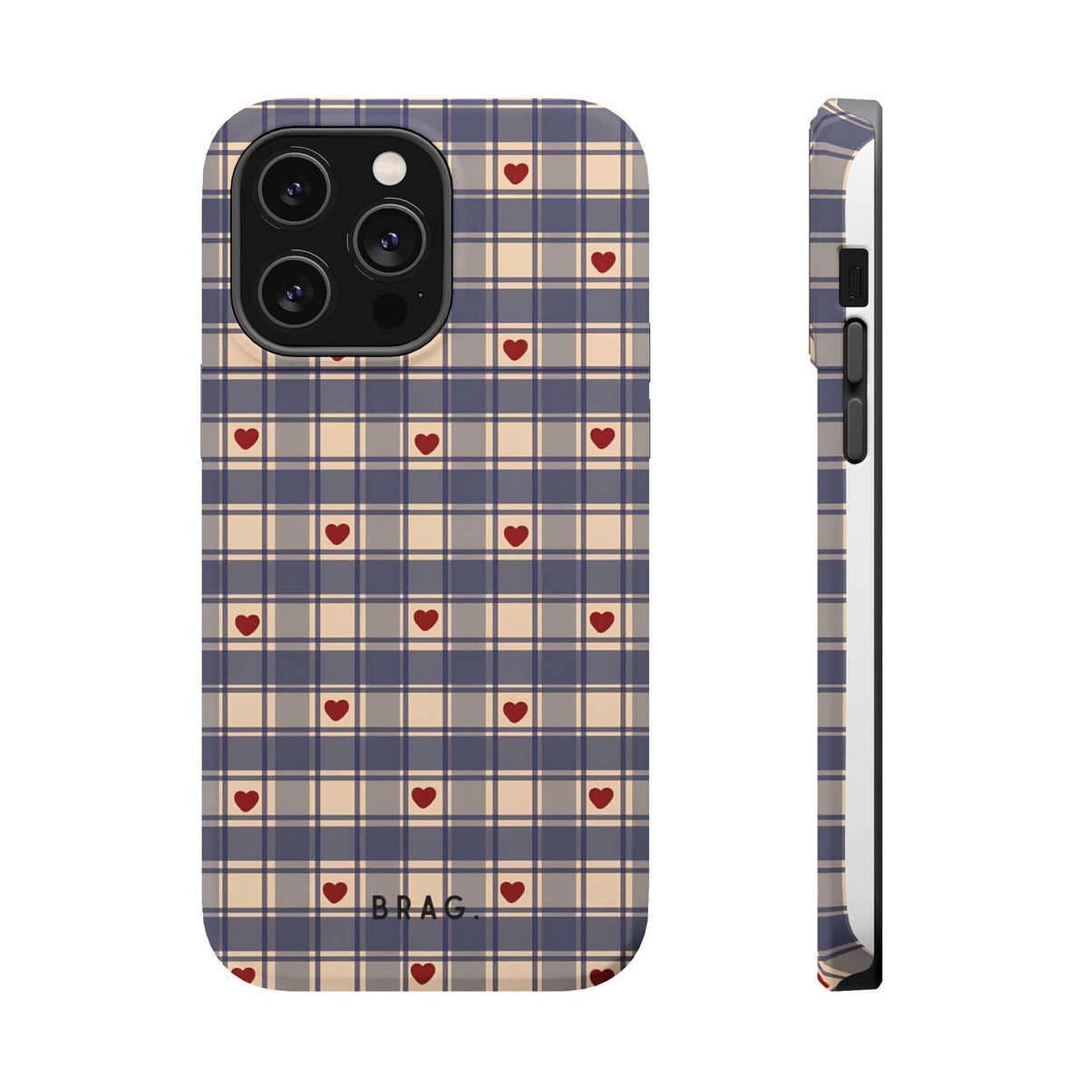 Heart Plaid Magnetic Impact-Resistant Phone Case