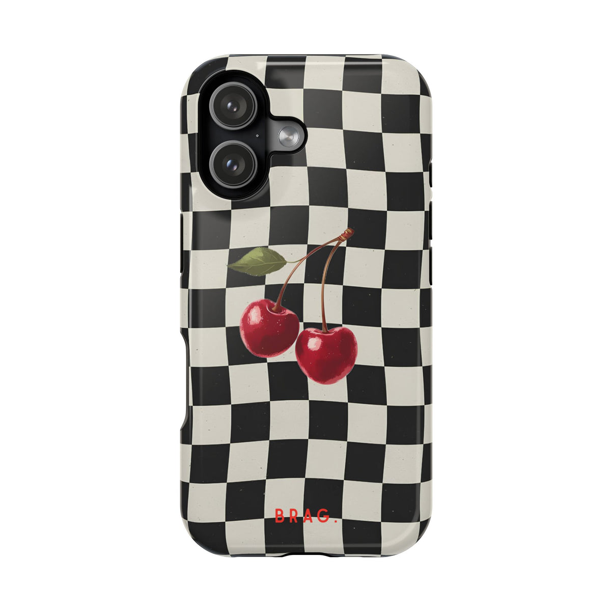 Cherry Check Magnetic Impact-Resistant Phone Case