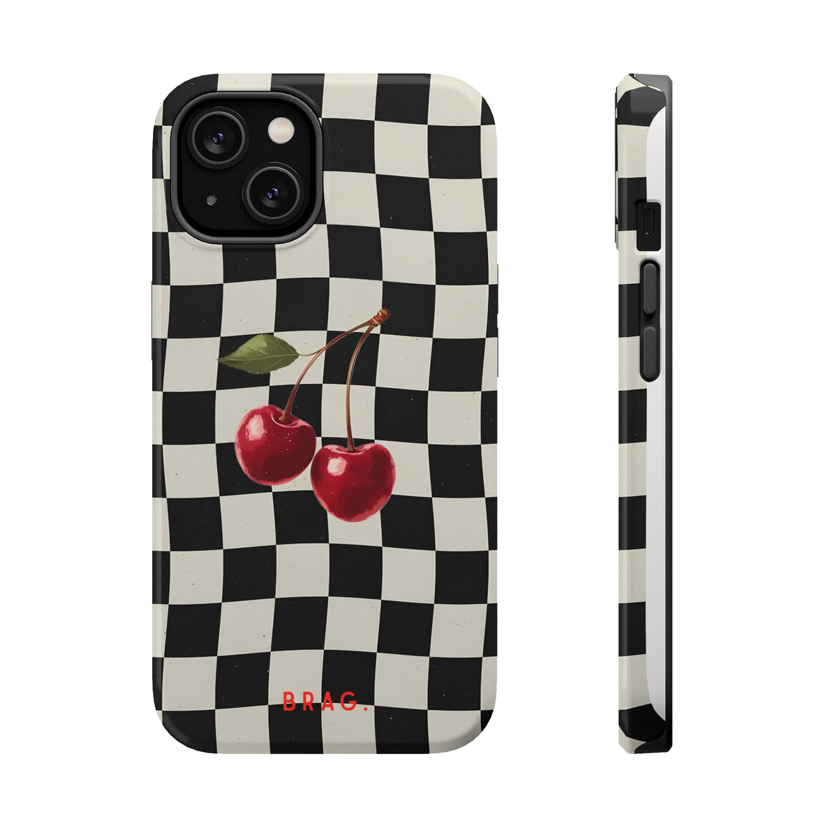Cherry Check Magnetic Impact-Resistant Phone Case