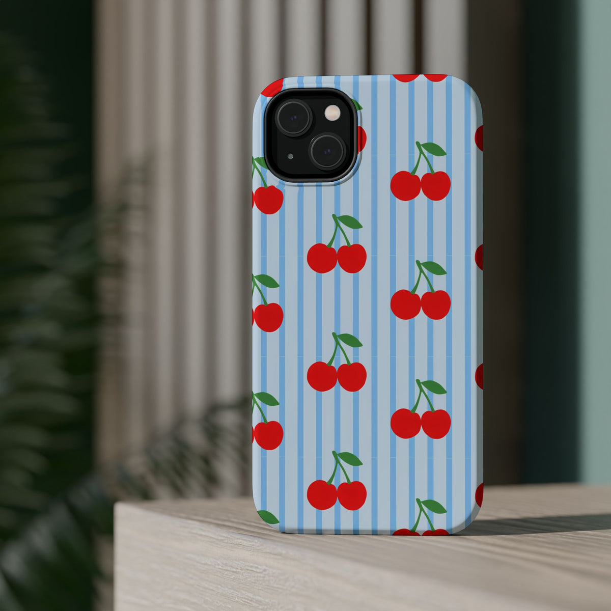 Sunday Market Magnetic Impact Phone Case — Blue Stripe Retro Design